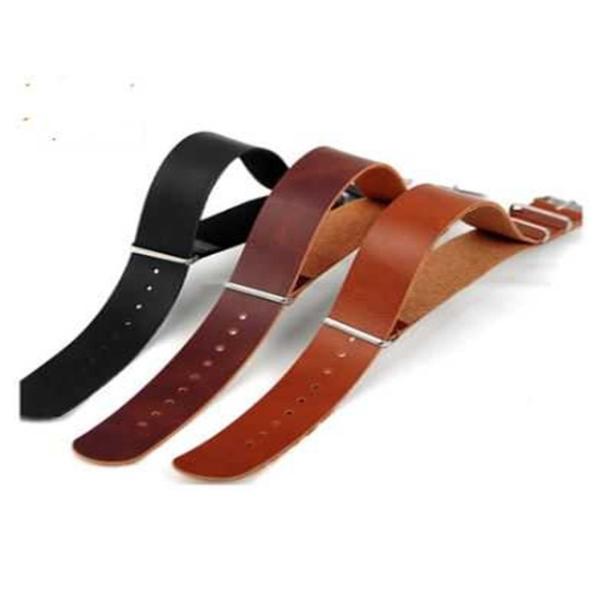 腕時計　交換ベルトです。◇素材：PUレザー◇ベルト全長：約26cm◇厚み：約1.4mm◇付属品：バネ棒２本（ツバあり）、バネ棒はずしNATOタイプPUレザーバンドになります。手触りの良い合皮を使用しています。腕時計への装着が簡単にできます。...