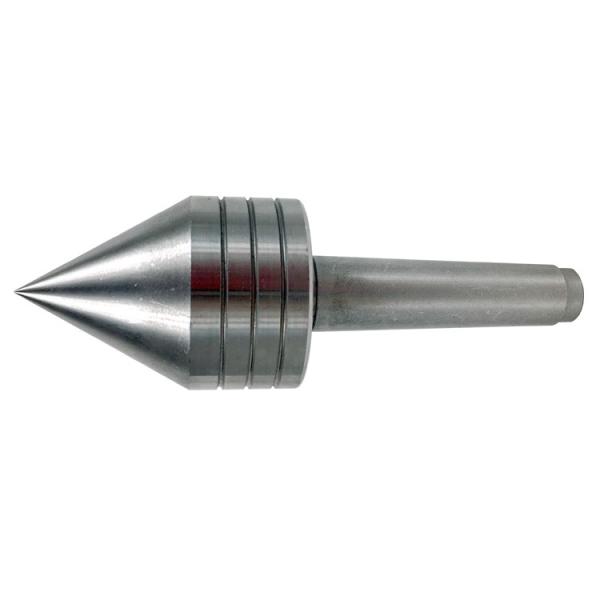 PWL-450VD標準付属の回転センターと比べ円錐型なので材料の端まで加工がしやすく、細い材料も押さえやすいです。適応機種：PWL-450VD/PWL-455/PWL-1000VD他主軸テーパーMT-2の機種全長130mm　直径40mm