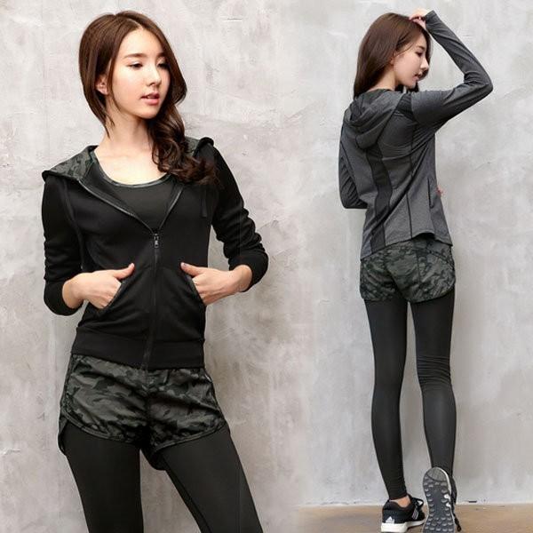 スポーツウェア 3点セット スポーツブラ ジャケット スポーツレギンス レディース 上下セット 迷彩 長袖 ランニングウェア ヨガウエア 吸汗速乾 Puchi18spo プチ シャレット 通販 Yahoo ショッピング