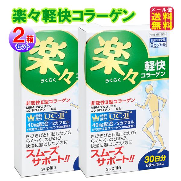 非変性2型コラーゲン 非変性ii型コラーゲン 楽々軽快コラーゲン 非変性コラーゲン悠歩（60粒）約1ヶ月分 送料無料 ポイント10倍 グルコサミン&amp;コンドロイチン&amp;コラーゲン グルコサミン コンドロイチン 進化型コラーゲン ...