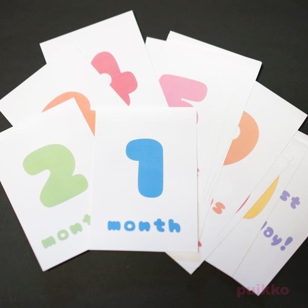 出産から1歳までの赤ちゃんの成長記録を写真に残すための月齢カード（マイルストーンフォトカード／フォトプロップス）16枚セットです。生後１か月ごとに、赤ちゃんにこのカードを添えて撮影してください。毎月写真を撮ることによって赤ちゃんの成長がよく...