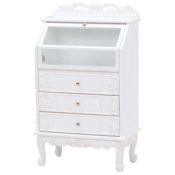 ガラスキャビネット ディスプレイ収納ケース 幅60cm 高さ101cm 木製 猫足 引き出し収納付き アンティークホワイト ヴィオレッタシリーズ 送料無料 Archangelbrow Com