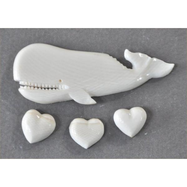 ナンタケットバスケットのクジラとハート3個オーナメント