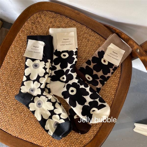 レディース 靴下 3足セット ソックス 冷えとり靴下 くつ下 フラワー インスタ映え 韓国 ショートソックス socks かわいい スニーカー
