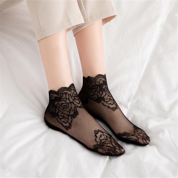 レディース 靴下 3足セット ソックス レース くつ下 フラワー インスタ映え 韓国 ショートソックス socks かわいい スニーカー