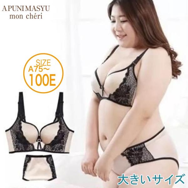 大きいサイズ  レディース ブラジャーセット B75〜E100 LL 2L 3L 4L 5L 6L セクシー ランジェリー