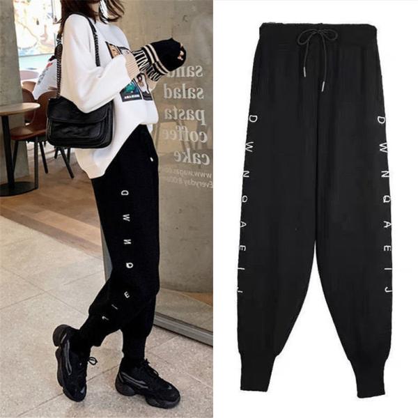 大きいサイズ  レディース テーパードパンツ ワイドパンツ アルファベット 裏ボアなしorあり L〜5XL LL 2L 3L 4L 5L 6L 秋冬 ズボン
