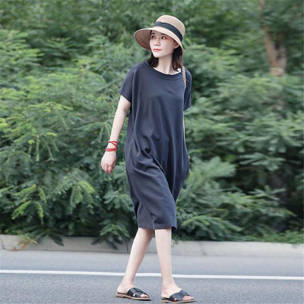 大きいサイズ レディース ワンピース  Tシャツワンピース 無地 着痩せ Ｍ〜3XL LL 2L 3L 4L