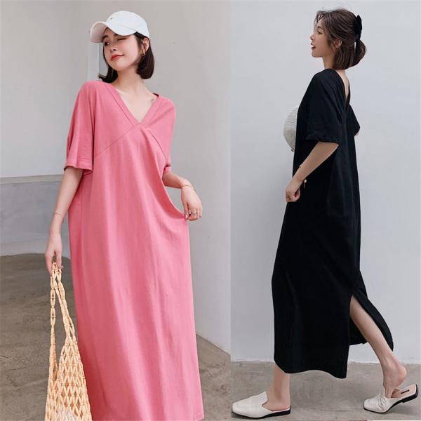 大きいサイズ レディース ワンピース  Tシャツ 半袖 ロング 着痩せ オシャレ おとな女子 M〜4XL LL 2L 3L 4L 5L 春夏