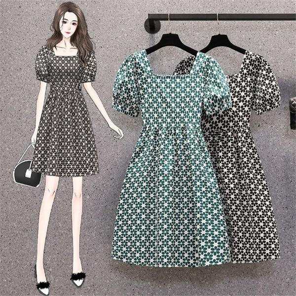 大きいサイズ レディース ワンピース  小花柄 半袖 着痩せ オシャレ おとな女子 M〜3XL LL 2L 3L 4L 春夏