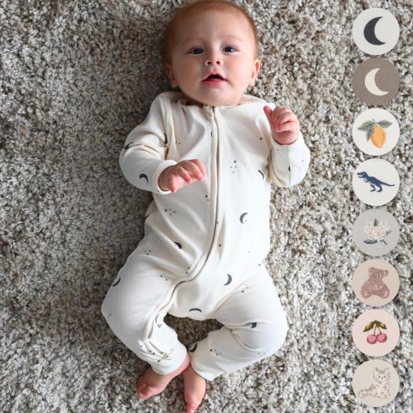 PUPPAPUPO ダブルジップ 長袖 カバーオール シンプル ニューボーン ベビー ロンパース 秋 冬 60 70 80 ベビー服 男の子 女の子 綿 コットン 退院着 プッパプーポ