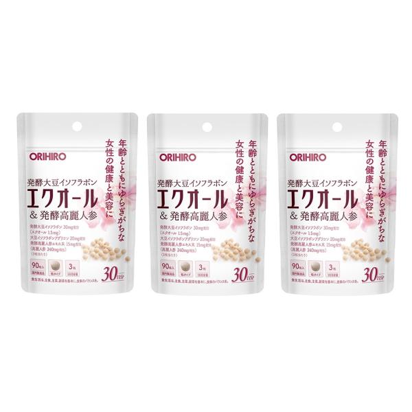 【商品詳細】年齢とともに変化する女性の健康、美容におすすめな大豆イソフラボン、エクオールに加え、活力素材として発酵高麗人参を配合。カラダが本来持っているキレイと元気を応援します。続けやすい粒タイプにリニューアル。90粒入り30日分。※エクオ...