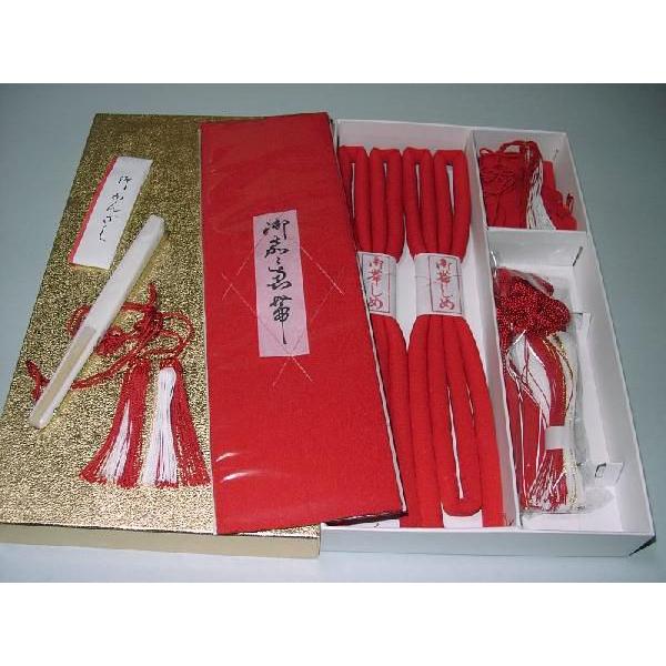 はこせこセット 5点セット 正絹 赤色 ちりめん 縮緬 化粧箱入り 懐剣 