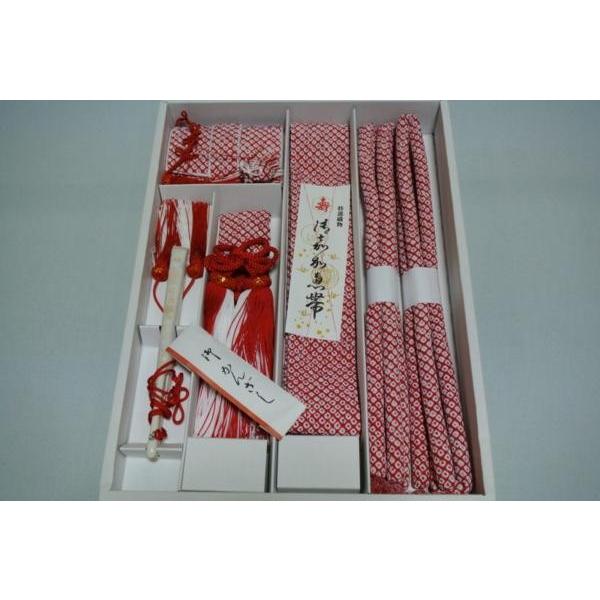はこせこセット 5点セット ふくれ織り 赤色 化粧箱入り 懐剣 筥迫 丸