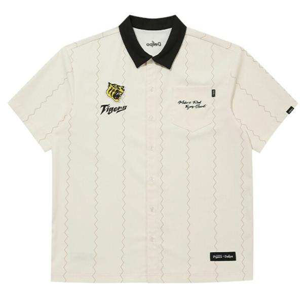 阪神タイガース承認 DeEpo (ディエポ) ディエポ コラボ PK Tシャツ (アイボリー/L 100) | ロゴ 虎マーク グッズ プロ野球 オスンファン 応援 公式コラボ