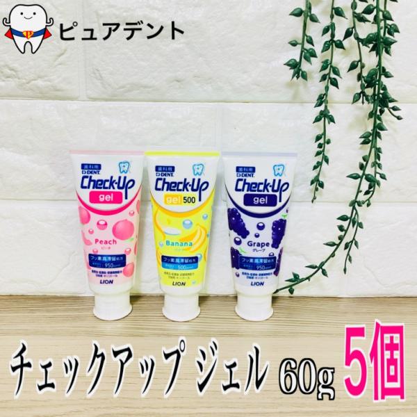 ライオン チェックアップジェル 60ｇ 5個セット ピーチ グレープ バナナ