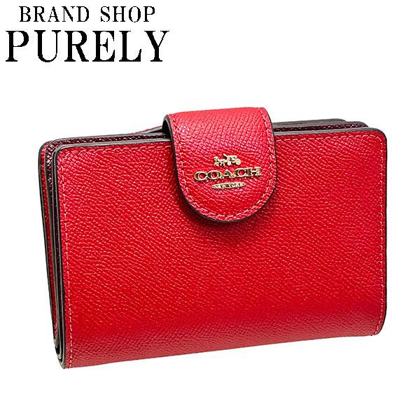 出産祝い 新品 COACH クロス レザー ミディアム ジップ : 6390