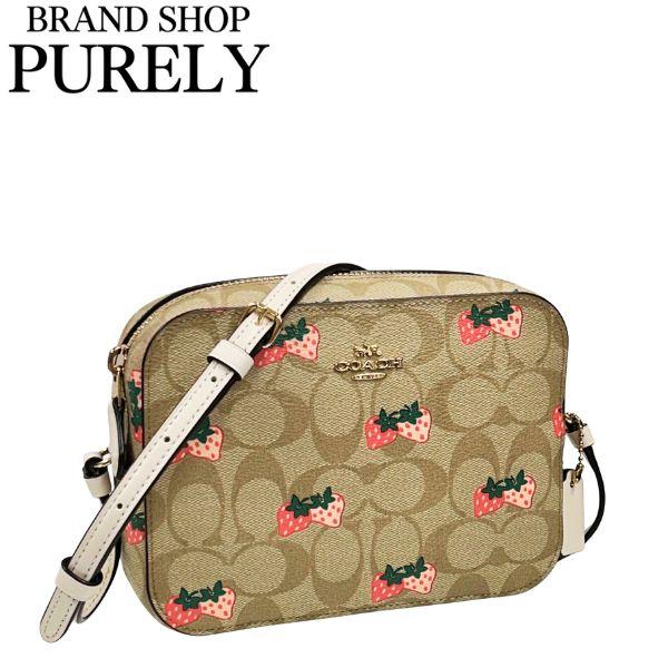 コーチ バッグ レディース COACH ショルダーバッグ シグネチャー ストロベリー プリント ミニ カメラ バッグ 91203 IME7V カーキマルチ COACH（コーチ） 国内発送 バッグ レディース ショルダーバッグ