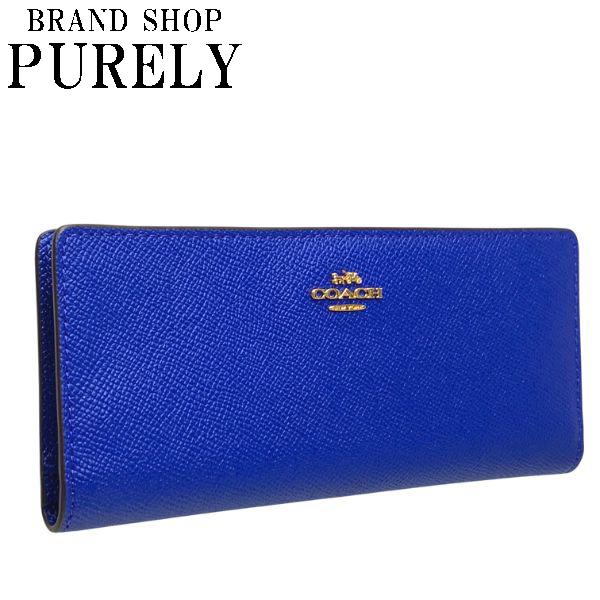 COACH コーチ 財布 レディース 長財布 クロスグレイン レザー スリム  