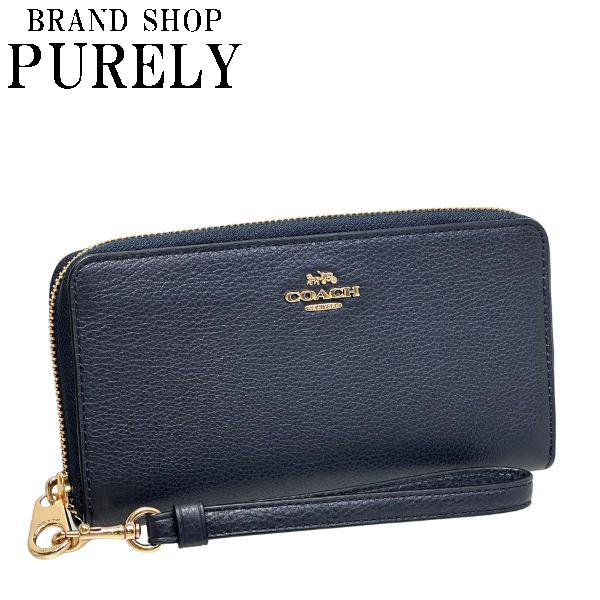 COACH コーチ 財布 レディース 長財布 ペブルド レザー ロング ジップ 