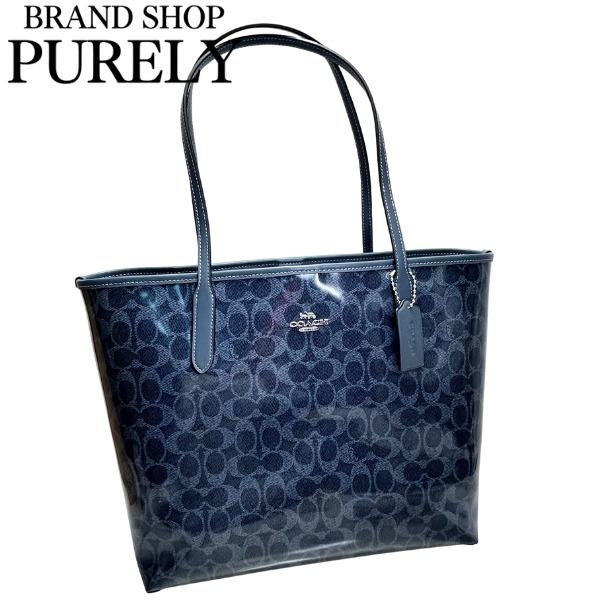 COACH トートバッグ ダークブルー デニム コーチ デニムトートバッグ
