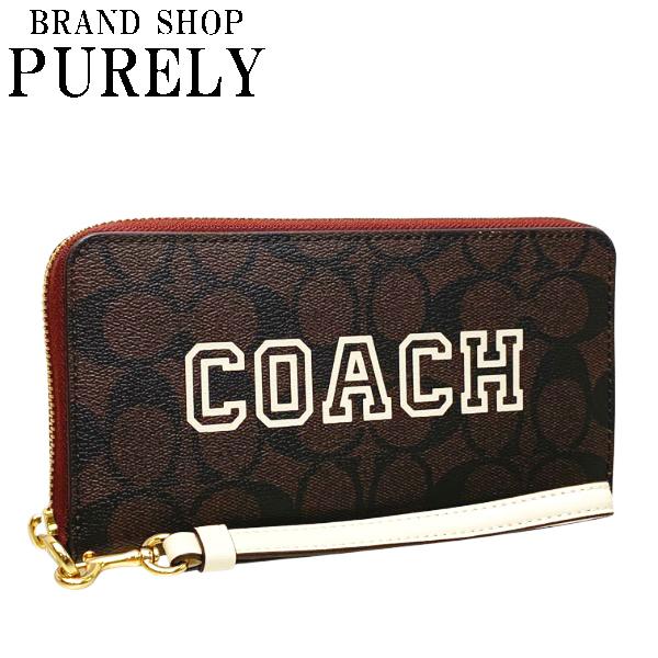 [COACH] シグネチャー柄 ラウンドジップ長財布 CB856（ブラウン） COACH 国内発送 コーチ 財布 レディース 長財布 シグネチャー