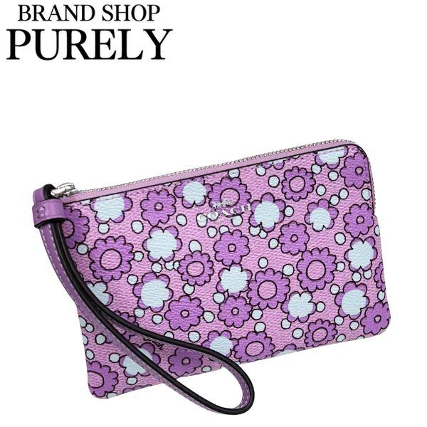 お23☆ COACH 小物入れ ポーチ レディース ブルー 花柄 箱付き お23☆ COACH 小物入れ ポーチ レディース ブルー 花柄 箱付き