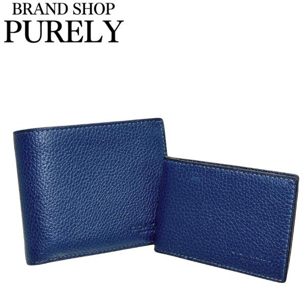 未使用☆コーチ☆三つ 折り 財布 小銭入れ 付き ☆メンズ☆革☆ブルー COACH（コーチ） 国内発送 財布 メンズ 折り財布 ぺブル レザー 3in1