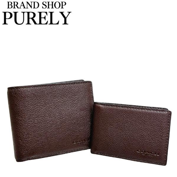 コーチ COACH 財布 メンズ レザー コンパクト ウォレット 折り財布 COACH 国内発送 コーチ 財布 メンズ 折り財布 スムース カーフ