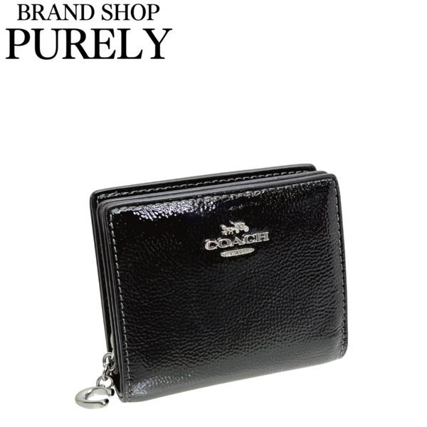 【美品】COACH コーチ 折り財布シグネチャーエンボス加工パテントレザー　黒 COACHコーチ 二つ折り財布 シグネチャーエンボス ブラック | francore