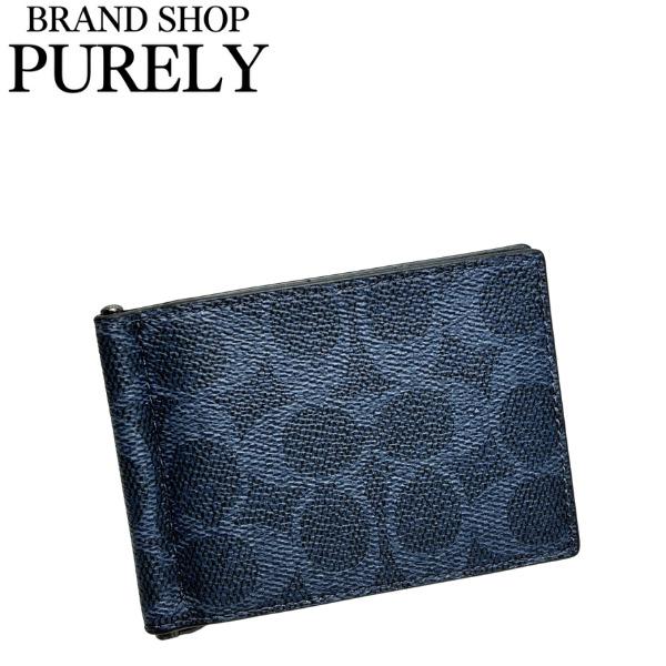 超最新作 COACH マネークリップ 財布 新品 チャコール×デニム メンズ