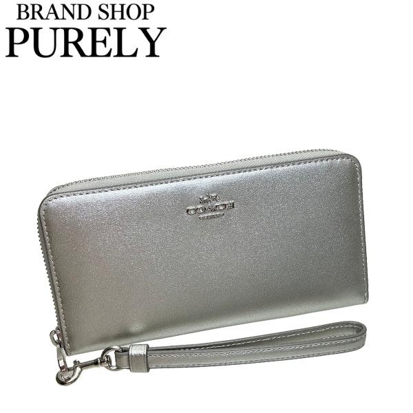 【未使用】コーチレザー長財布　シルバー COACH（コーチ） 国内発送 財布 レディース 長財布 パーライズド