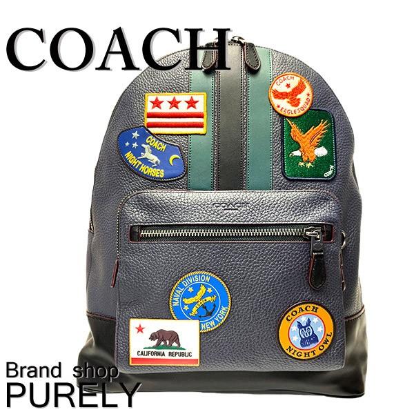 コーチ バッグ メンズ 全品ポイント3倍 Coach リュックサック レザー ミリタリー パッチ ウエスト バック パック F Qb Ny ネイビー F Qbny Purely Shop 通販 Yahoo ショッピング