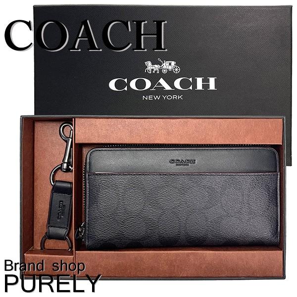 コーチ 財布 メンズ 全品ポイント5倍 Coach シグネチャー アコーディオン ウォレット 長財布 キーリング セット F N3a ブラック オックスブラッド F N3a Purely Shop 通販 Yahoo ショッピング