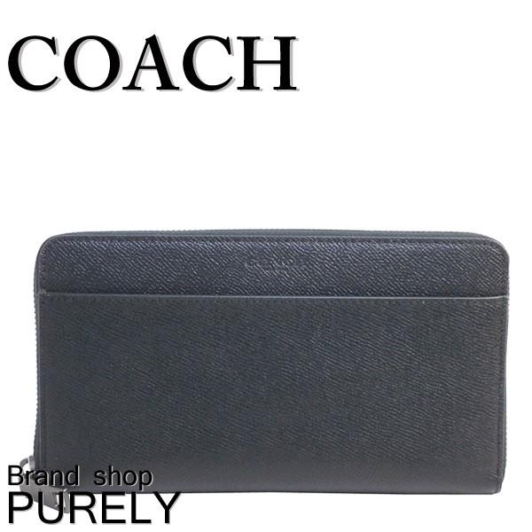 新品COACH 長財布　クロスグレインレザー 　ブラック COACH】コーチ クロスグレインレザー ロゴ リストレット ロング