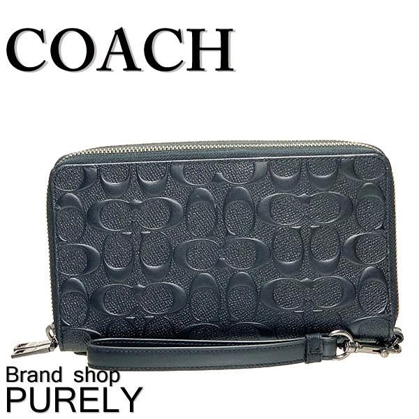 【新品・付属品有り】コーチ オーガナイザー 長財布 エンボス シグネチャー 黒 COACH コーチ 財布 新作 新品 メンズ ファスナー長財布