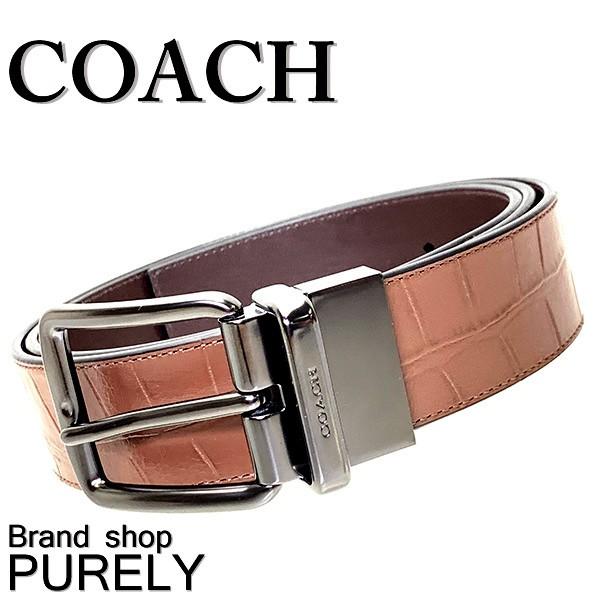 コーチ ベルト メンズ 全品ポイント2倍 Coach クロコ ハーネス カット サイズ リバーシブル ベルト F Qb Sd サドル F Qbsd 0303 Purely Shop 通販 Yahoo ショッピング
