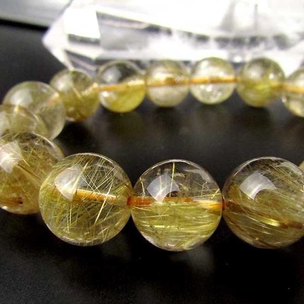 ルチルクォーツ ゴールドルチル 13mm 大玉 金運 パワーストーン 天然石 価格交渉ok送料無料 針入水 メンズ レディース ブレスレット