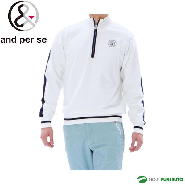 美品 アンパスィ and per se ロゴ総柄 ハーフジップニット XLビッグ and per se アンパスィ 長袖 ハーフジップ セーター 防風ニット