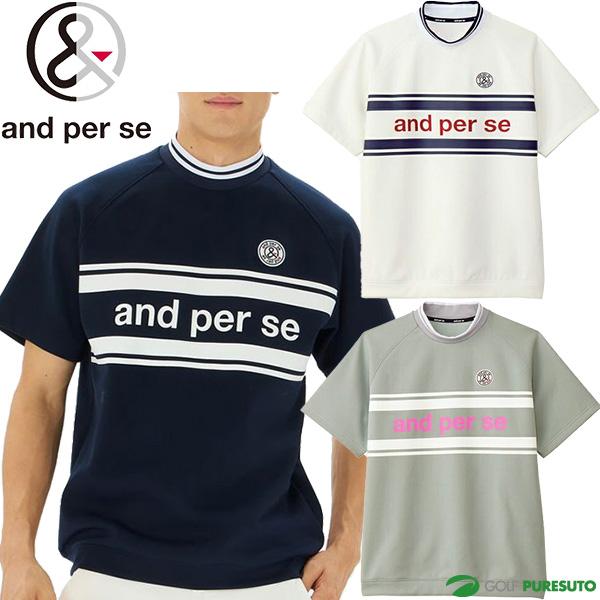 and per se（アンパスィ） 半袖 モックネックシャツ エアロスウェット