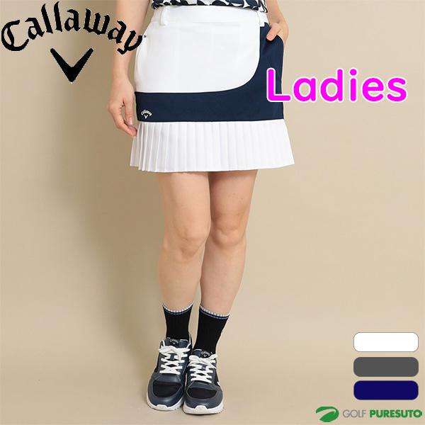 Samantha Thavasa Golf　プリーツスカート ホワイト/ネイビー Callaway（キャロウェイ） レディース ダンボールスウェット裾プリーツ