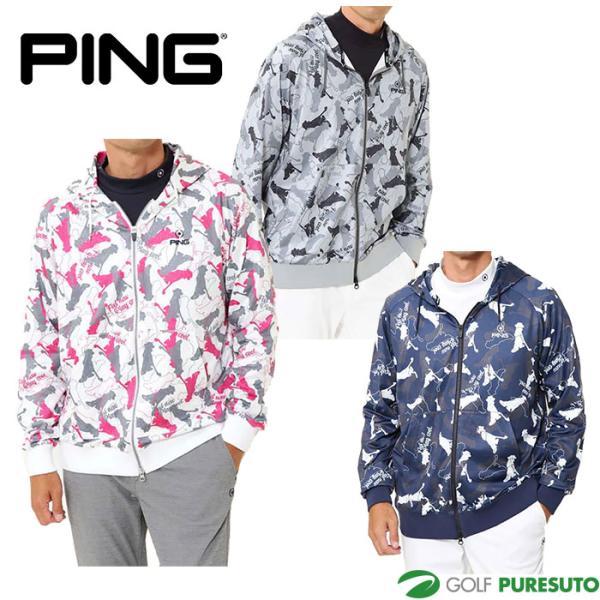 【PING】2022年ロゴマーク×オルテガ柄総柄 長袖ゴルフブルゾンパーカーLL PING】2022年ロゴマーク×オルテガ柄総柄 長袖ゴルフブルゾン