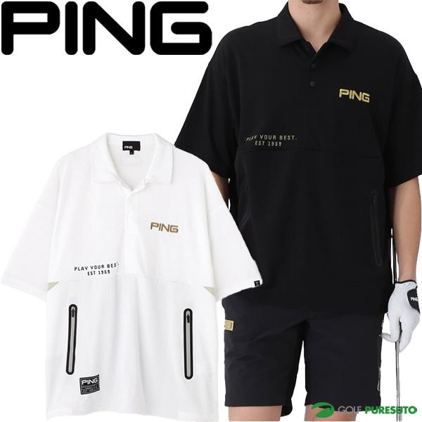 ピン ゴルフ 半袖 ポロシャツ 涼風 SUZUKAZE メッシュ調ジャージ メンズ 621-5160691 ゴルフウェア アパレル PING GOLF 2025年モデル トップス 爆買