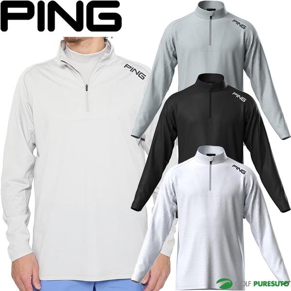 【ホワイト】アドエルムニュージャージ長袖ハイネックシャツ <AddElm> (MENS) PING（ピン） アパレル ゴルフウェア 長袖 ハーフジップ ハイネック