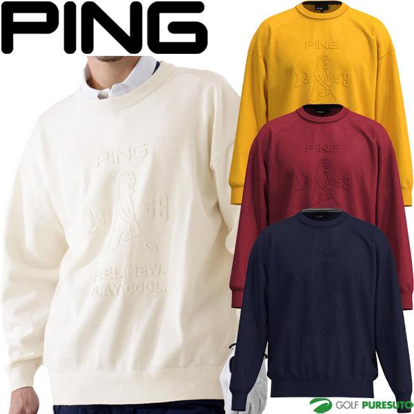 PINGクルーネックニットプルオーバー MENS Lサイズ 新品未使用 ピン PING（ピン） ゴルフ 長袖 エンボス加工 ウールライク クルーネック