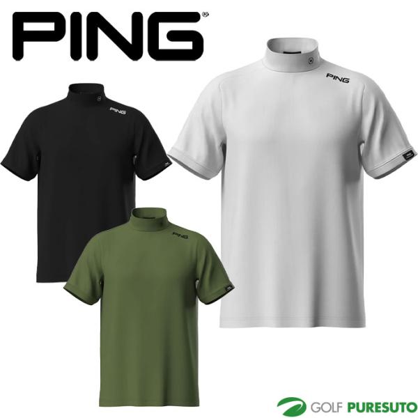 [新品] PING 高通気素材メッシュ ハイネック ゴルフ シャツ 別注 黒 M 新品] PING 高通気素材メッシュ ハイネック ゴルフ シャツ 別注