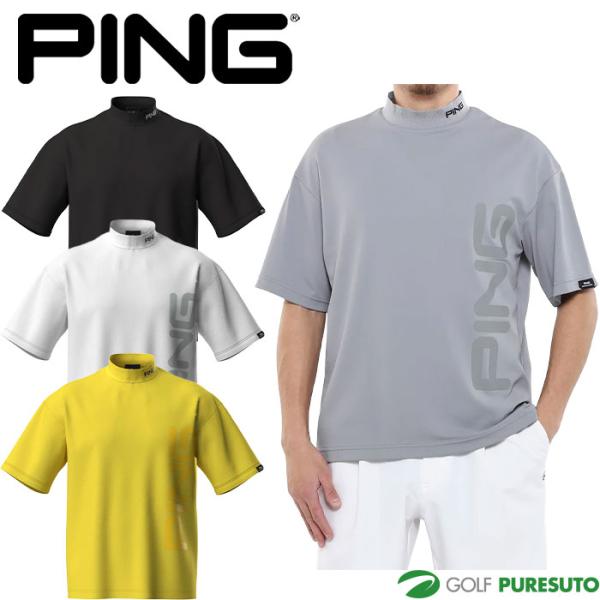 ピン ping メンズ ロゴプリント ダブルフェイス　ゴルフ　ハイネック　GL ピン（PING）（メンズ）ゴルフウェア 速乾 ダブルメッシュ 半袖