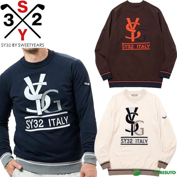 SY32 by SWEET YEARS 長袖 クルーネックセーター ニット SYGロゴ メンズ SYG-24A042 トップス ゴルフウェア 2024年秋冬モデル 秋冬ウェア エスワイサーティトゥ バイ スウィートイヤーズ SYG24A042 SYG LOGO CREW NECK SWEATER SY32 by SWEET YEARS（エスワイサーティトゥバイスィートイヤーズ