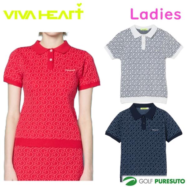 VIVA HEART（ビバハート） レディース ケディハート総柄 ニットポロ