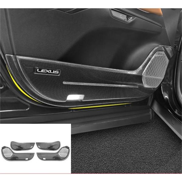 レクサス LEXUS RX 350h/450h/500 2022-2026専用 ドアスカッフプレート+スピーカーカバー 一体型 カーボン調 貼り付けタイプ 傷防